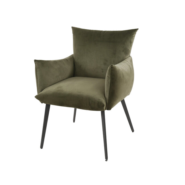 WoonStijl Eettafelstoel Lobby velvet groen