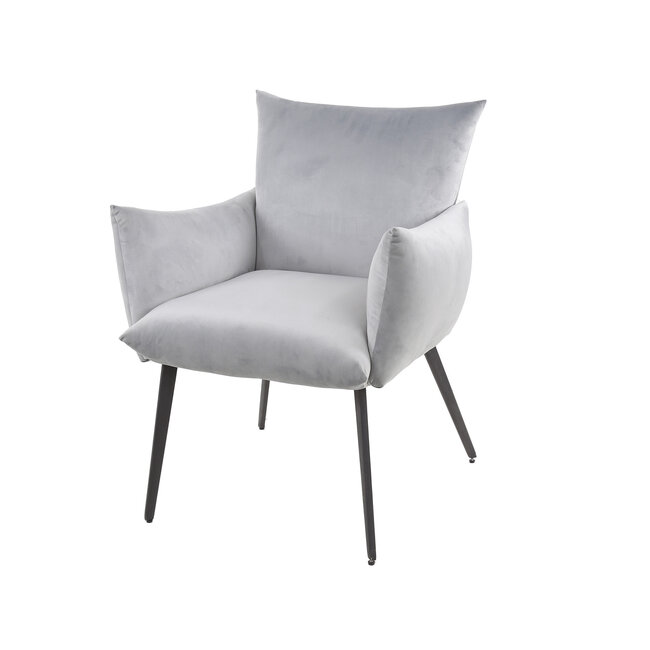 WoonStijl Eettafelstoel Lobby velvet zilverkleurig