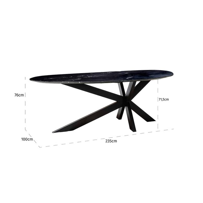 Richmond Interiors  Eettafel Trocadero zwart marmer