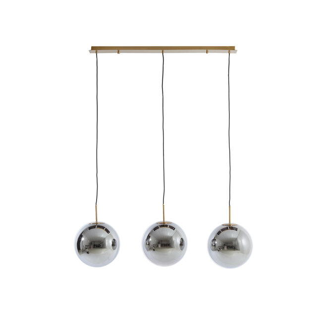 Light en Living Hanglamp 3L 120x30x30 cm MEDINA glas  smoke+goud
