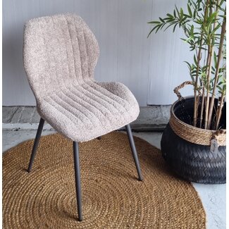 WoonStijl Eetkamerstoel Lende Boucle zandkleur