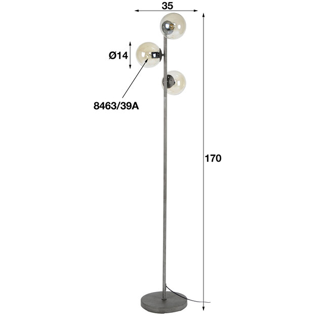 WoonStijl Vloerlamp 3x Ronde Bol