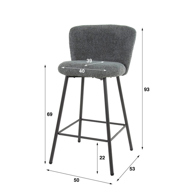 WoonStijl Barstoel Curve Boucle grijs