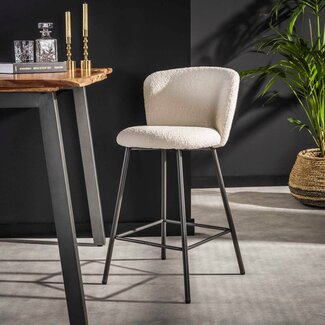 WoonStijl Barstoel Curve Boucle wit