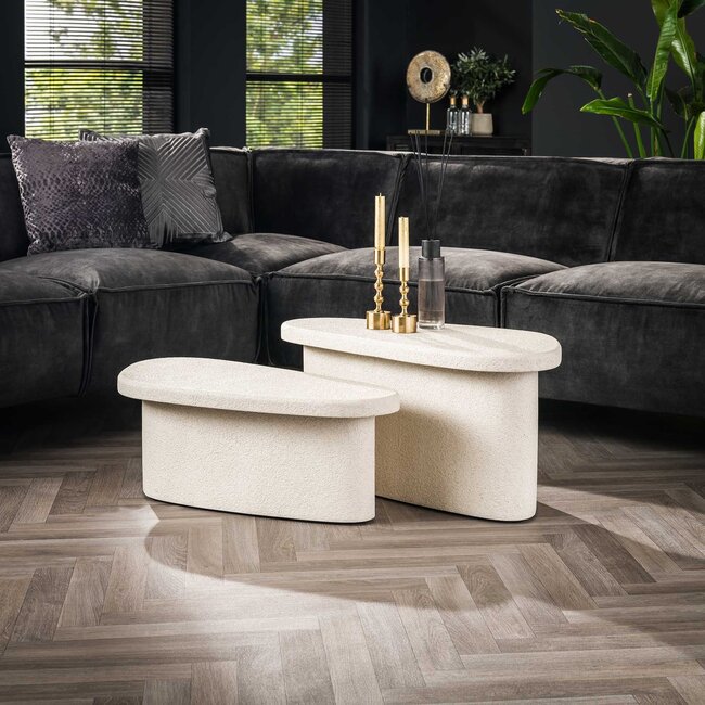 WoonStijl Salontafel XL stone organisch set van 2