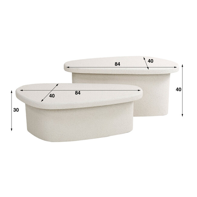 WoonStijl Salontafel XL stone organisch set van 2