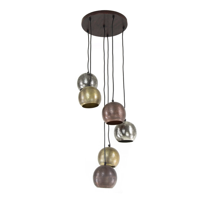 WoonStijl Hanglamp 6x bol getrapt metal print