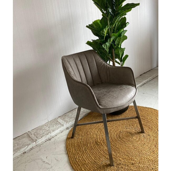 WoonStijl Eettafelfauteuil Striped PU Taupe