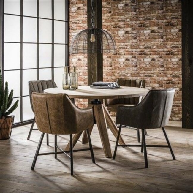 WoonStijl Eettafelfauteuil Striped PU Taupe