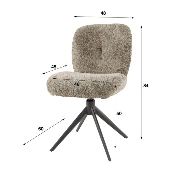WoonStijl Eettafelstoel Comfort draaibaar Boucle Zand