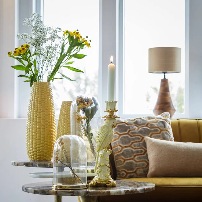 Light en Living Vaas Ø14x31 cm CORN keramiek geel