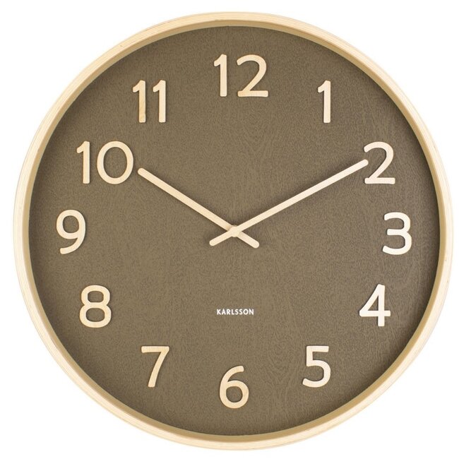 Karlsson Wandklok Pure Wood Grain mosgroen Ø 40 cm