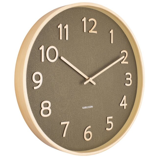 Karlsson Wandklok Pure Wood Grain mosgroen Ø 40 cm