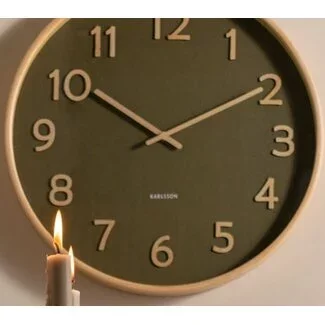 Karlsson Wandklok Pure Wood Grain mosgroen Ø 40 cm