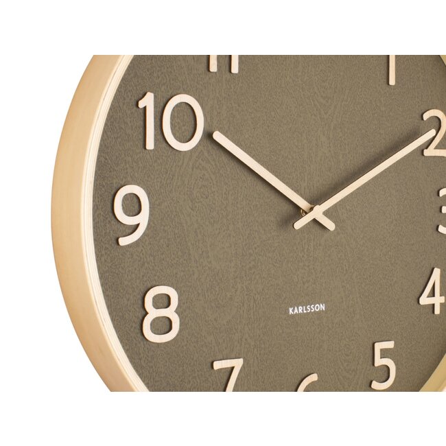 Karlsson Wandklok Pure Wood Grain mosgroen Ø 40 cm