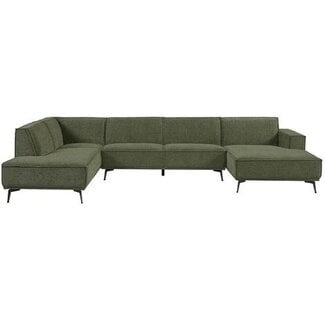 Tower Living Bank Leeds - Ottomane +  2,5 zits + Chaise Longue Rechts - City 355 Flessengroen