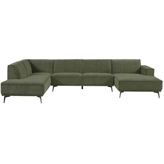 Tower Living Bank Leeds - Ottomane +  2,5 zits + Chaise Longue Rechts - City 355 Flessengroen
