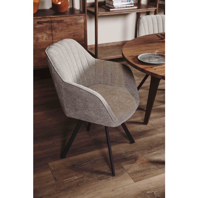 Tower Living Eettafelstoel Bruno draaistoel Nature 120 beige / grijs