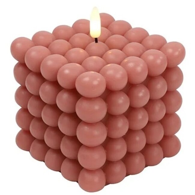 Countryfield  LED Kaars Lyon bolletjes roze L