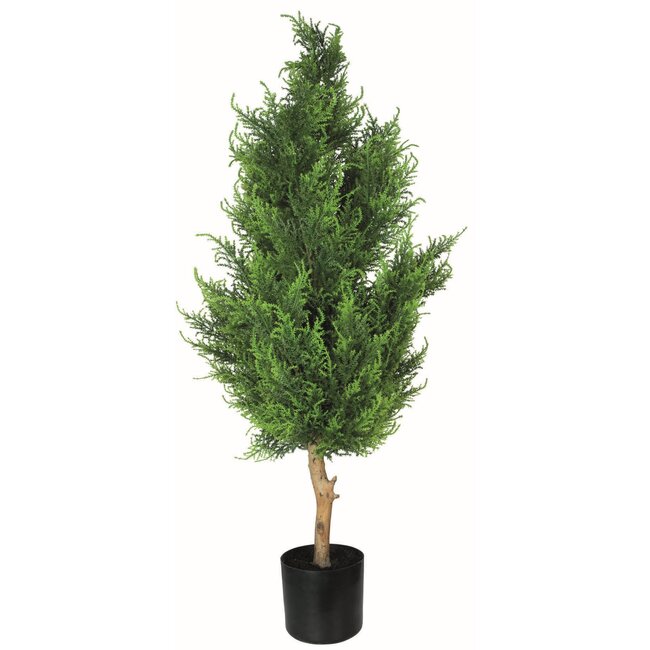 PTMD Kunstboom Ceder groen in plastic pot 120 cm hoog