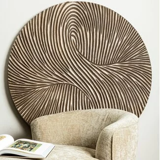 PTMD Wandornament Wiktor Bruin MDF swirl carved L - Ø 120 cm