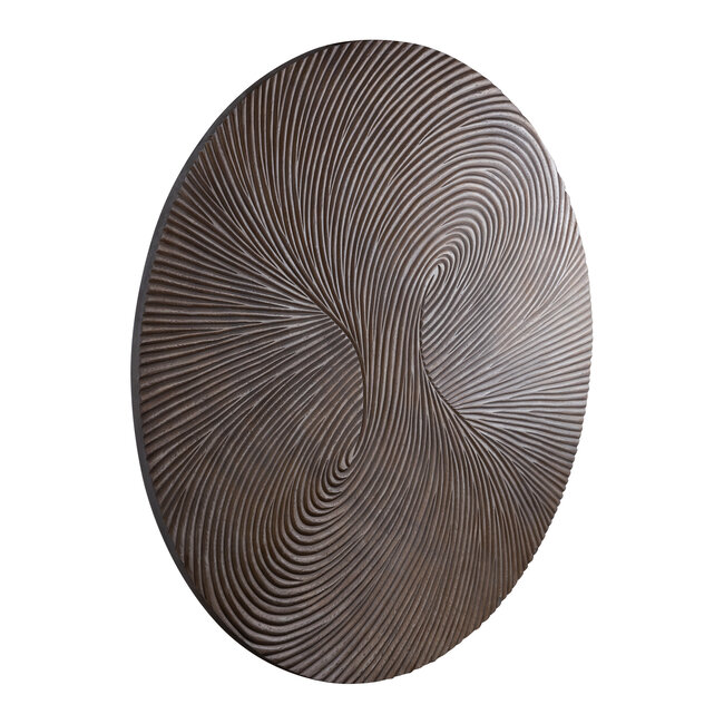 PTMD Wandornament Wiktor Bruin MDF rond swirl carved XL
