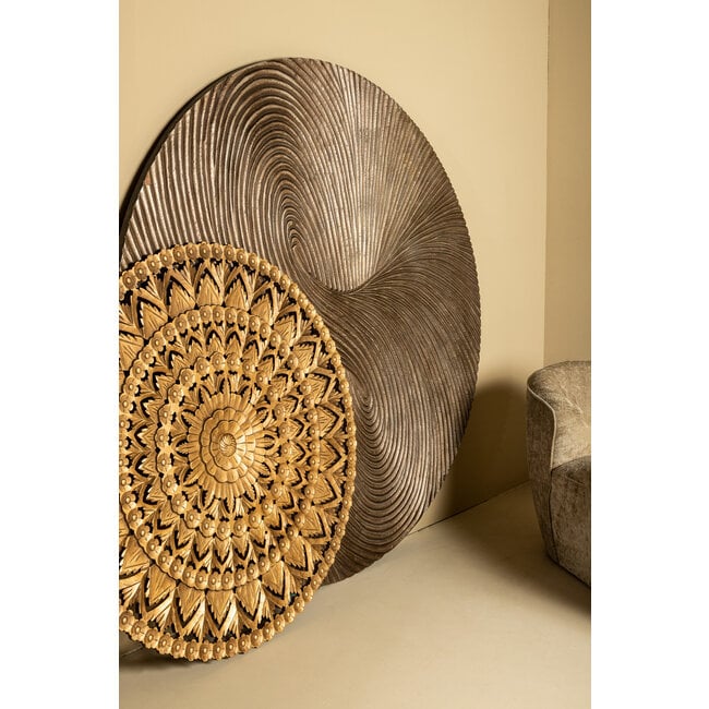 PTMD Wandornament Wiktor Bruin MDF swirl carved XL - Ø 180 cm