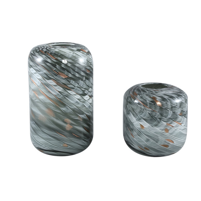 PTMD Vaas Kelsh Grijs Waves glas mixed rond L