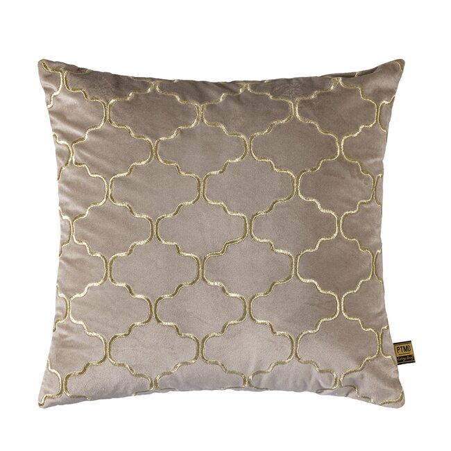 PTMD Kussen Lizze Beige velvet embroidery patroon 45 x 45