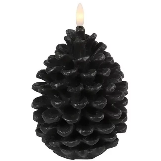 Countryfield Dennenappelkaars LED Lyon L zwart