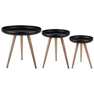 Leitmotiv Bijzettafel set van 3 Tripod met mangohouten poten