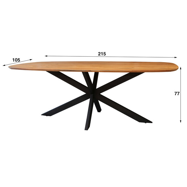 WoonStijl Eettafel Arhus solid acacia 215 cm