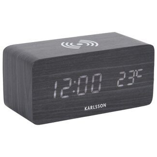 Karlsson Wekker Block met telefoonoplader LED zwart