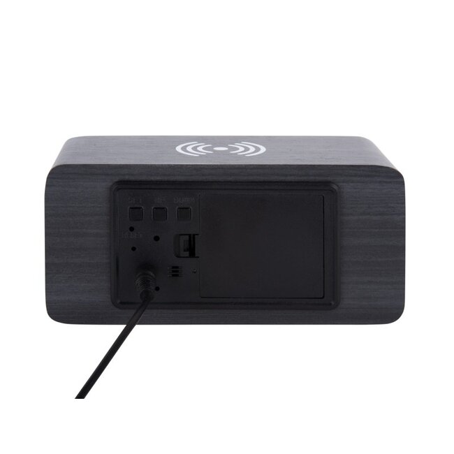 Karlsson Wekker Block met telefoonoplader LED zwart