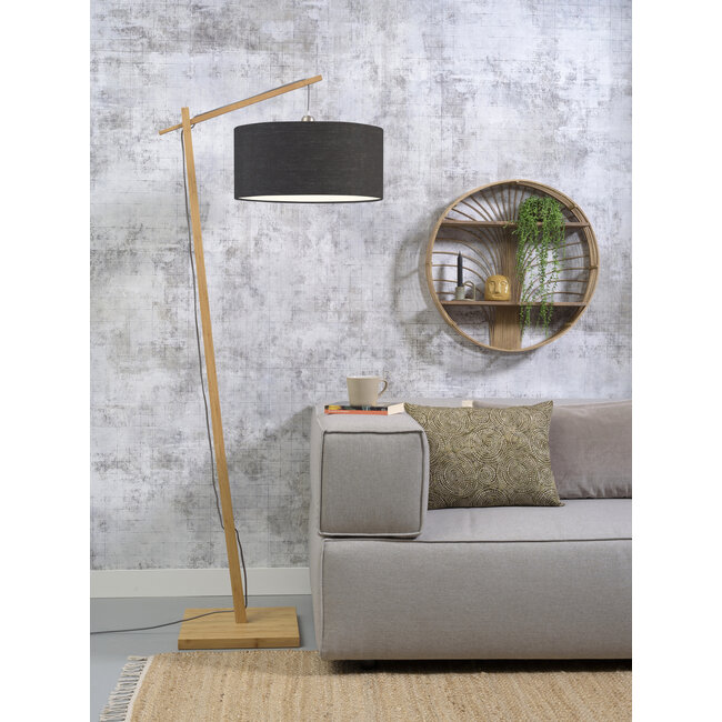Good&Mojo Vloerlamp Andes bamboe eco linnen donkergrijs
