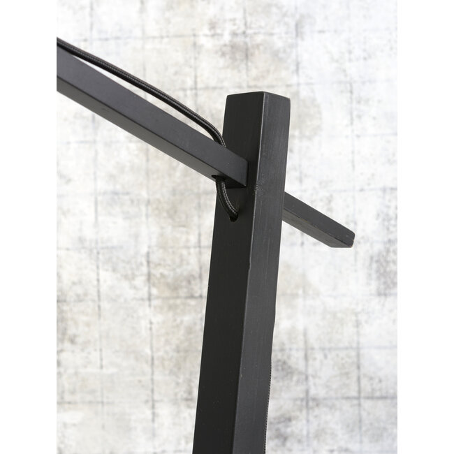 Good&Mojo Vloerlamp Andes bamboe zwart eco linnen donkergrijs