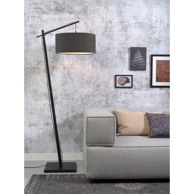Good&Mojo Vloerlamp Andes bamboe zwart eco linnen donkergrijs