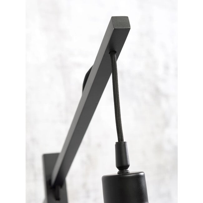Good&Mojo Vloerlamp Andes bamboe zwart eco linnen lichtgrijs