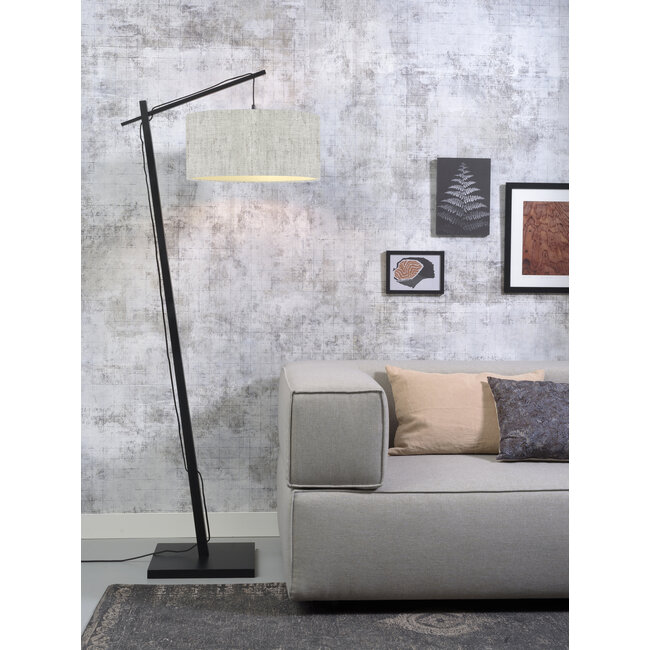 Good&Mojo Vloerlamp Andes bamboe zwart eco linnen licht