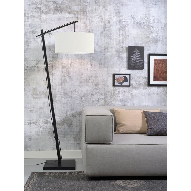 Good&Mojo Vloerlamp Andes bamboe zwart eco linnen wit