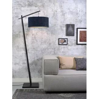 Good&Mojo Vloerlamp Andes bamboe zwart eco linnen blue denim