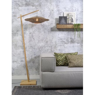 Good&Mojo Vloerlamp Bali bamboe naturel naturel/zwart M kap Ø60