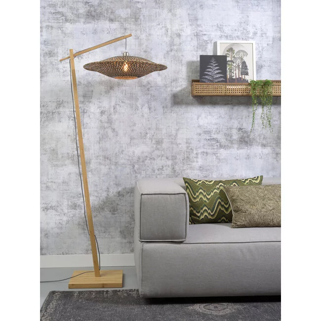 Good&Mojo Vloerlamp Bali bamboe naturel naturel/zwart M kap Ø60