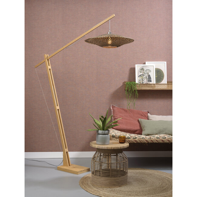 Good&Mojo Vloerlamp Bali bamboe naturel zwart L Ø 60 cm