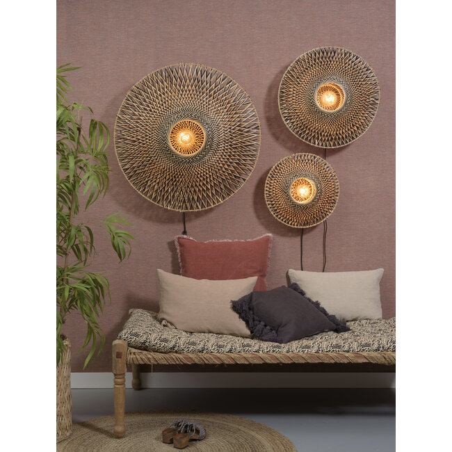 Good&Mojo Wandlamp Bali bamboe 44 x 12 cm zwart/naturel S