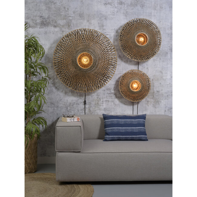 Good&Mojo Wandlamp Bali bamboe 87 x 20 cm zwart/naturel L