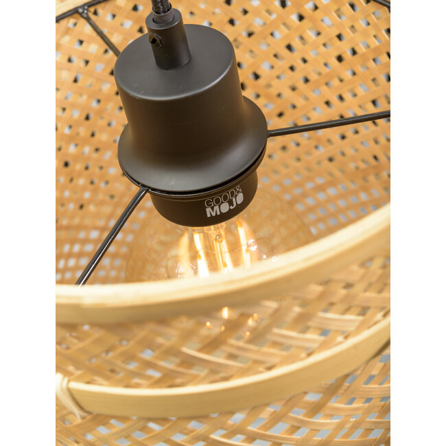 Good&Mojo Hanglamp Bhutan bamboe Ø 50 cm zwart naturel S