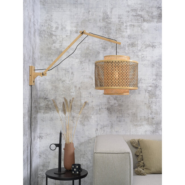 Good&Mojo Wandlamp Bhutan bamboe naturel Ø 40 zwart naturel L