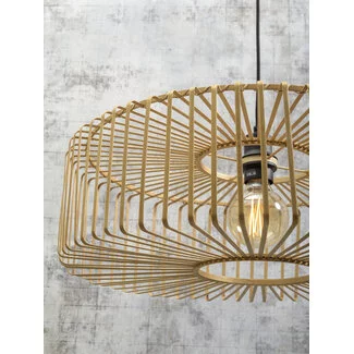 Good&Mojo Vloerlamp Bromo bamboe S zwart – kap Ø 40 naturel