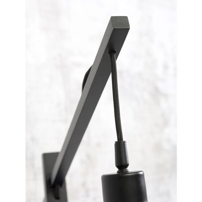 Good&Mojo Vloerlamp Bromo bamboe S zwart – kap Ø 40 naturel